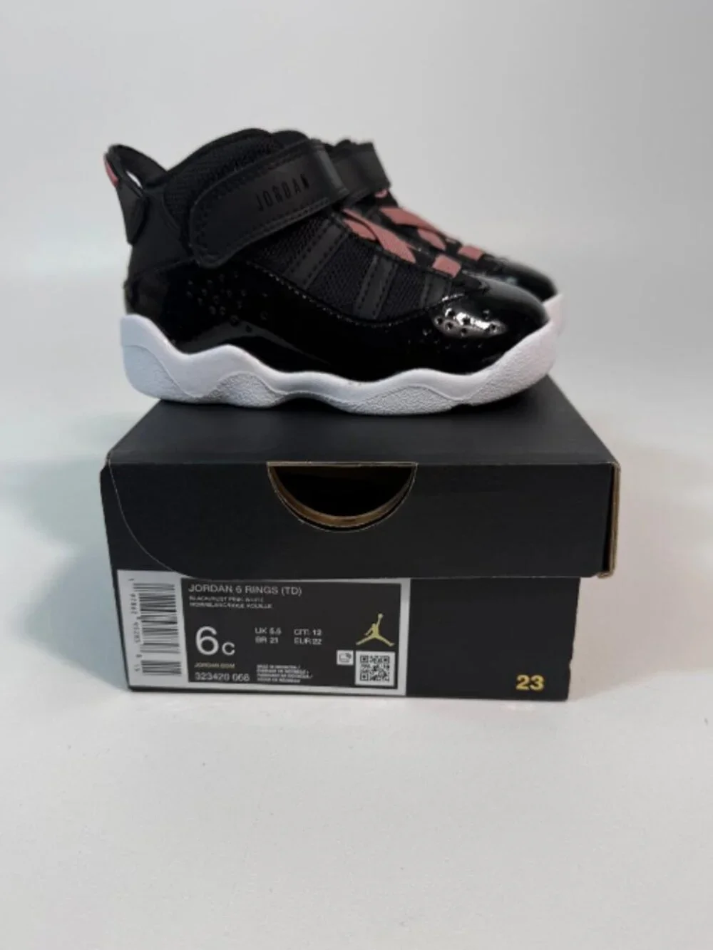 Nike Air Jordan 6 Rings (TD) Toddlers Size 6c Black/White/Rust Pink